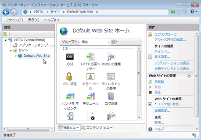 Default Web Site の選択